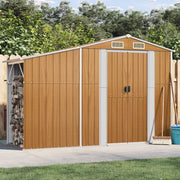Garden Shed 277x93x179 cm Galvanized Steel Brown
