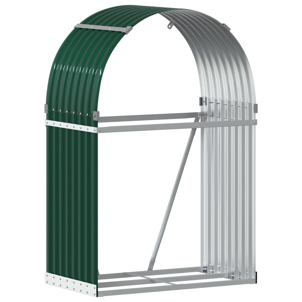 Haardhoutopslag 80x45x120 cm gegalvaniseerd staal groen