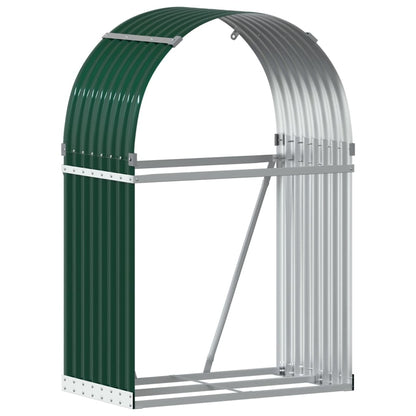 Haardhoutopslag 80x45x120 cm gegalvaniseerd staal groen
