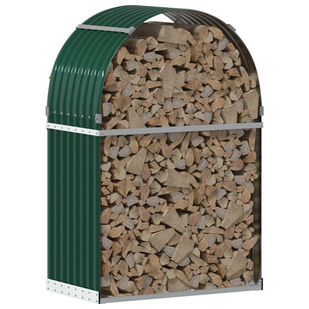 Haardhoutopslag 80x45x120 cm gegalvaniseerd staal groen