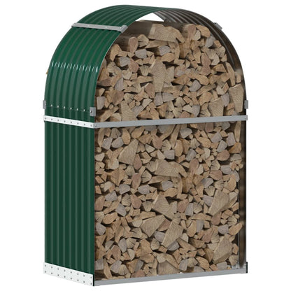 Haardhoutopslag 80x45x120 cm gegalvaniseerd staal groen