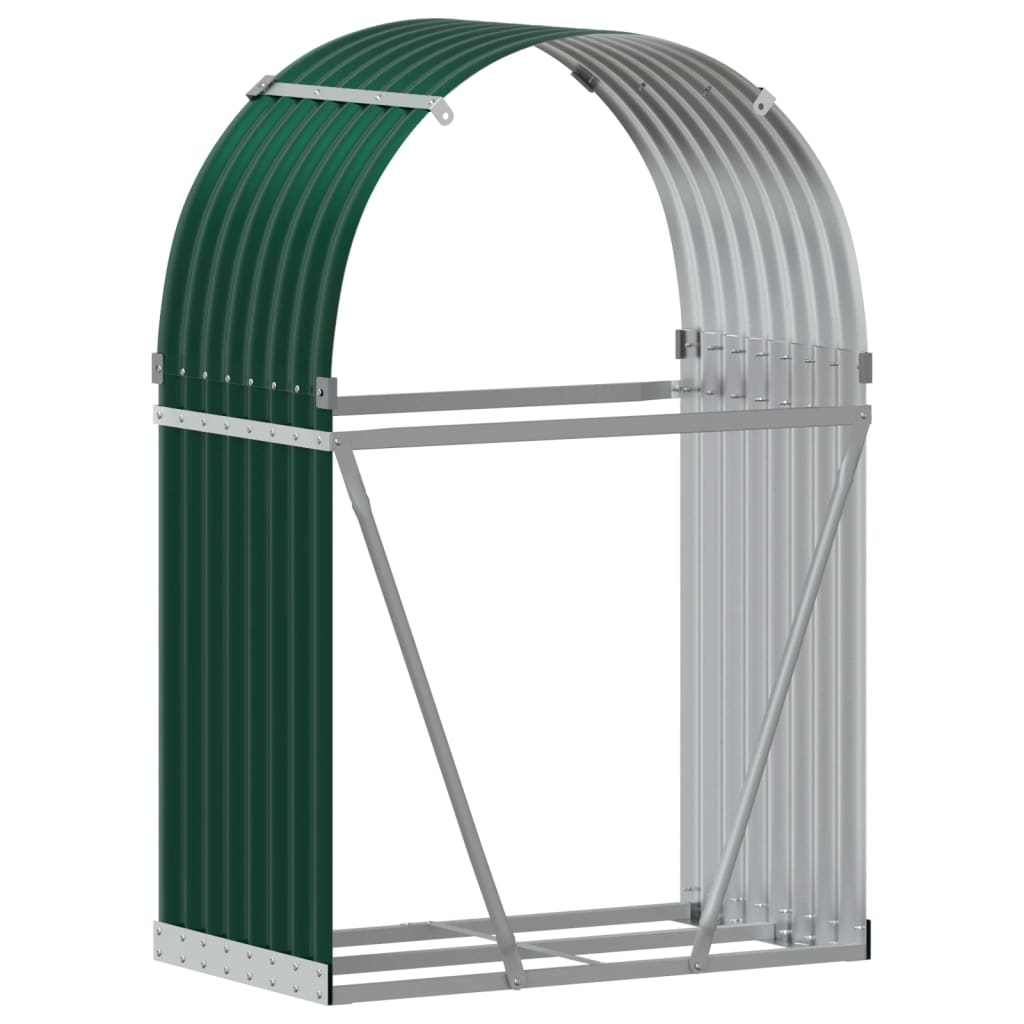 Haardhoutopslag 80x45x120 cm gegalvaniseerd staal groen
