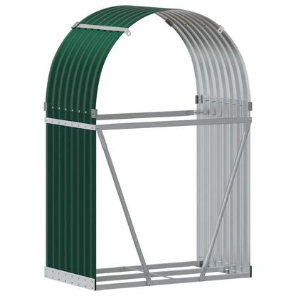 Haardhoutopslag 80x45x120 cm gegalvaniseerd staal groen