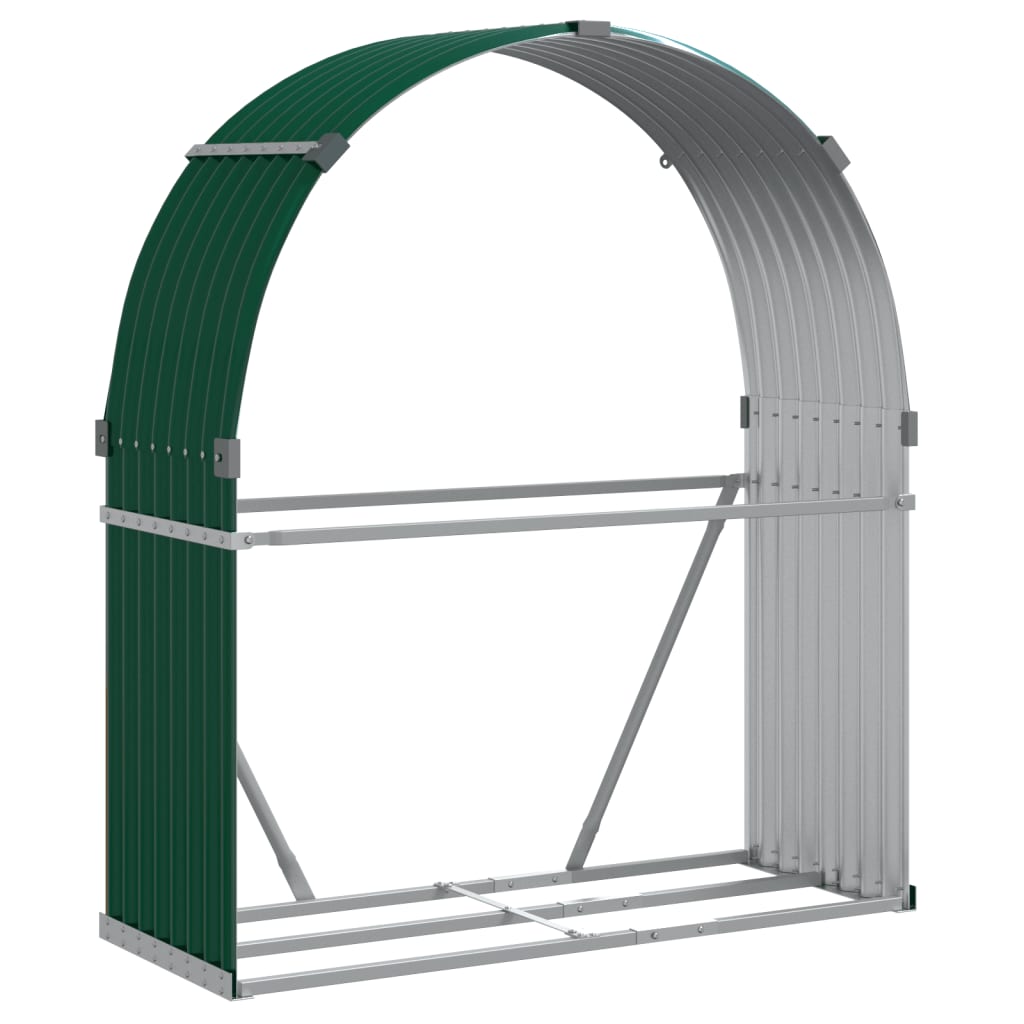 Haardhoutopslag 120x45x140 cm gegalvaniseerd staal groen