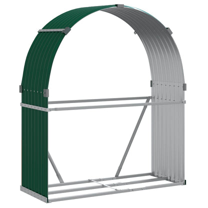 Haardhoutopslag 120x45x140 cm gegalvaniseerd staal groen