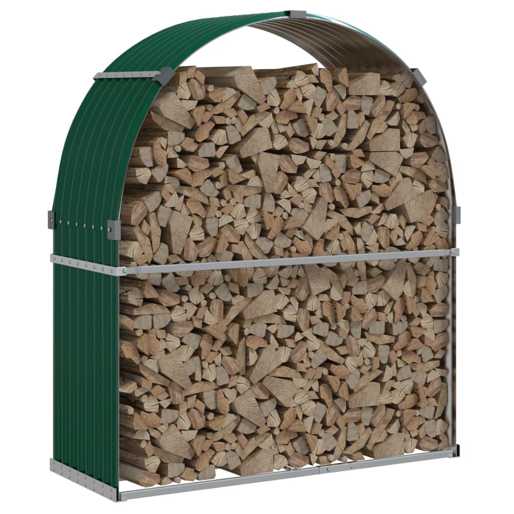 Haardhoutopslag 120x45x140 cm gegalvaniseerd staal groen