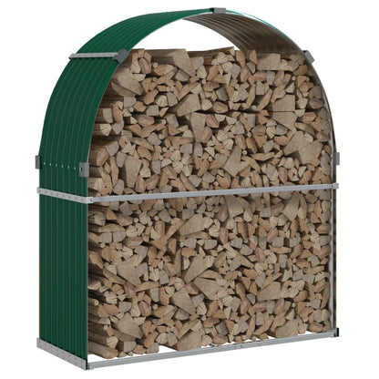 Haardhoutopslag 120x45x140 cm gegalvaniseerd staal groen