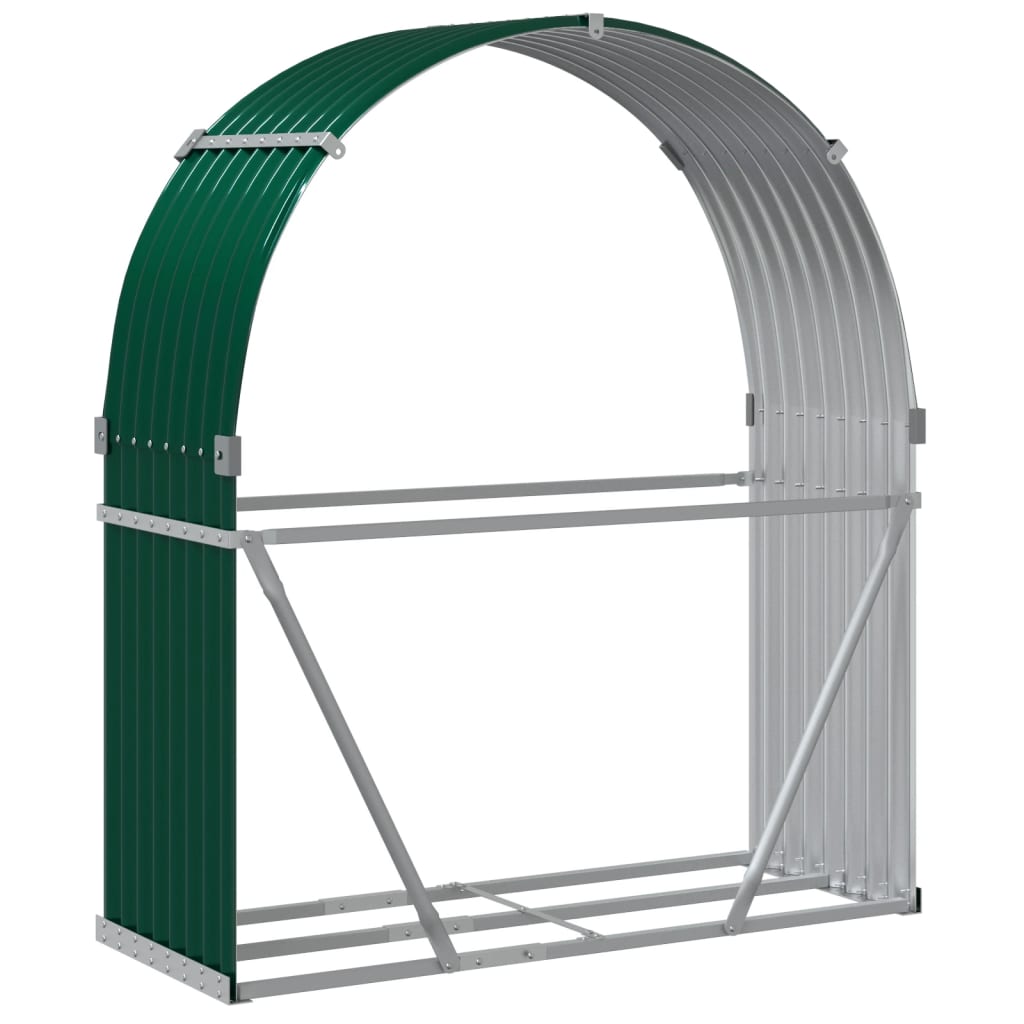 Haardhoutopslag 120x45x140 cm gegalvaniseerd staal groen