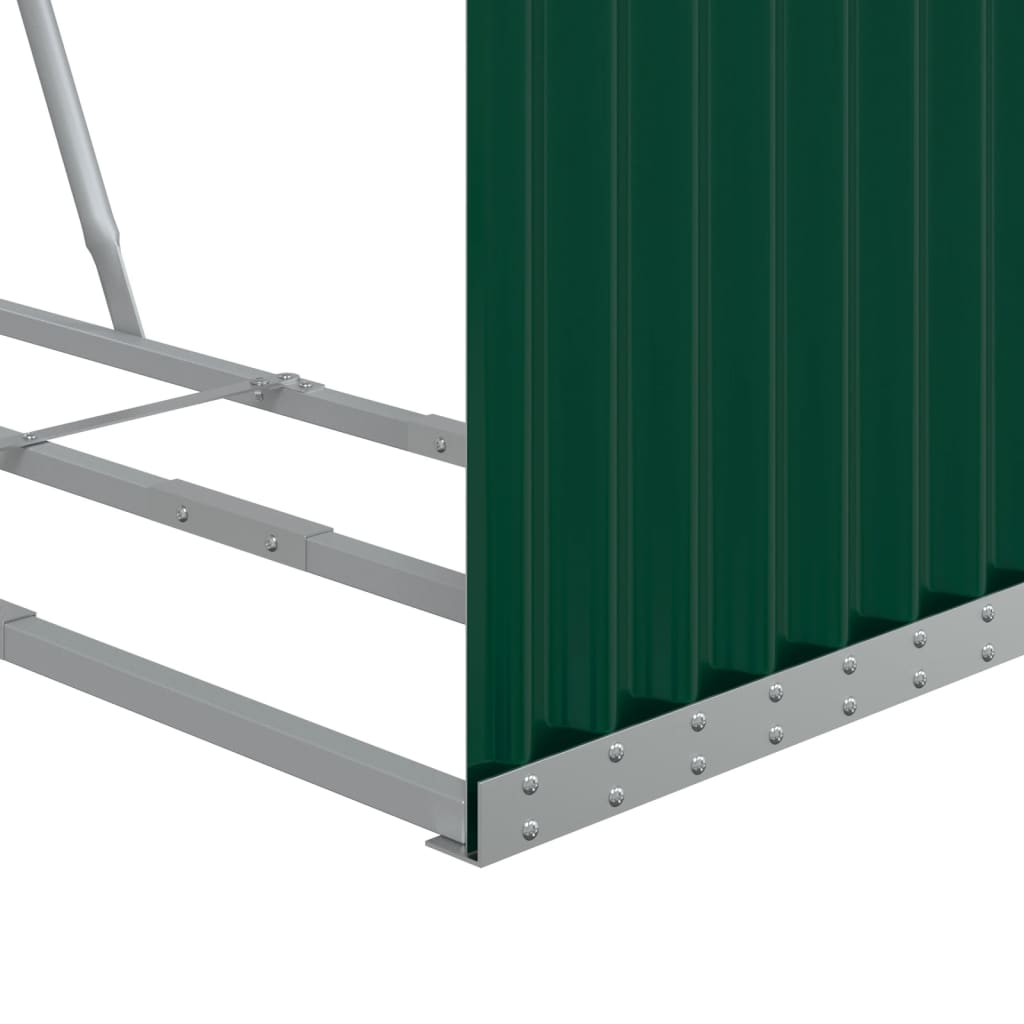 Haardhoutopslag 120x45x140 cm gegalvaniseerd staal groen