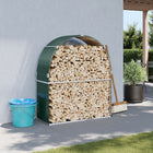 Haardhoutopslag 120x45x140 cm gegalvaniseerd staal groen muurbevestiging