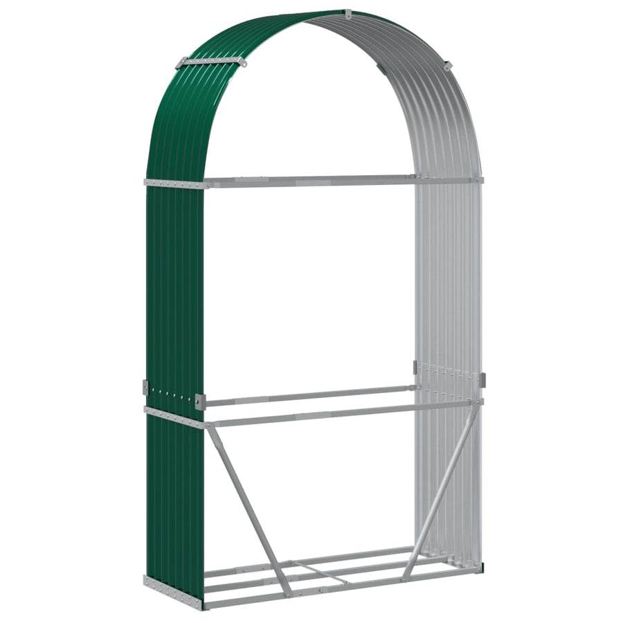 Haardhoutopslag Gegalvaniseerd Staal 120 x 45 x 210 cm Groen