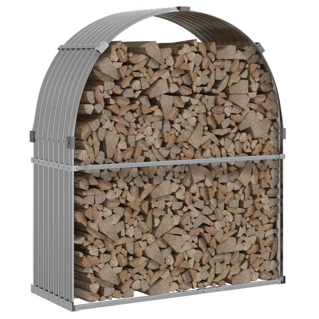 Haardhoutopslag 120x45x140 cm gegalvaniseerd staal lichtgrijs