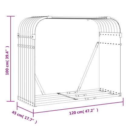 Haardhoutopslag Gegalvaniseerd Staal 120 x 45 x 100 cm Lichtgrijs
