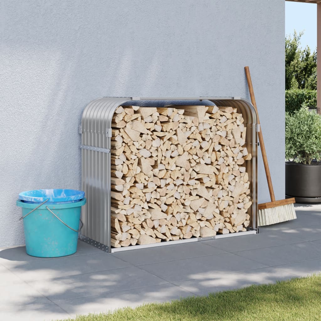 Haardhoutopslag Gegalvaniseerd Staal 120 x 45 x 100 cm Lichtgrijs