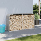 Firewood storage 180x45x100 cm galvanized steel light grey