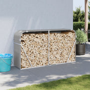 Firewood storage 180x45x100 cm galvanized steel light grey
