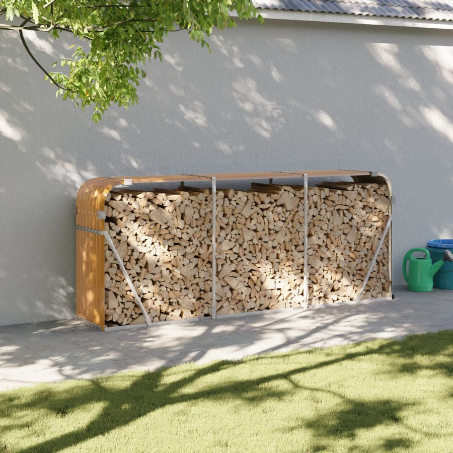 Haardhoutopslag Gegalvaniseerd Staal 234 x 45 x 100 cm Lichtbruin