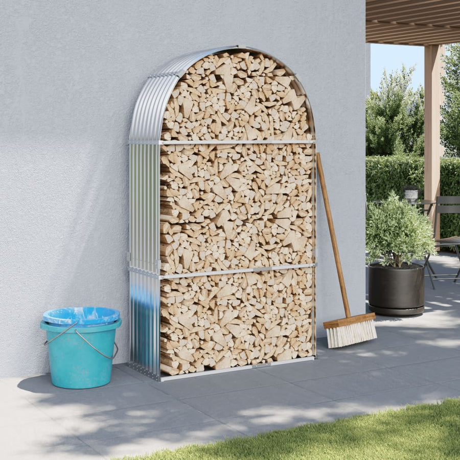 Haardhoutopslag Gegalvaniseerd Staal Kleur 120 x 45 x 210 cm Zilver