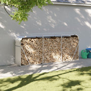 Firewood shed 234x45x100 cm galvanized steel silver