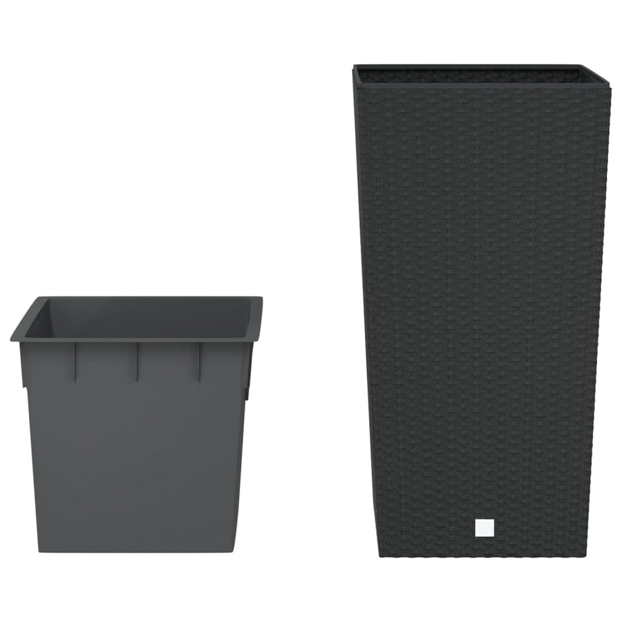 Plantenbak met uitneembare bak rattan-look 21/49 L PP antraciet