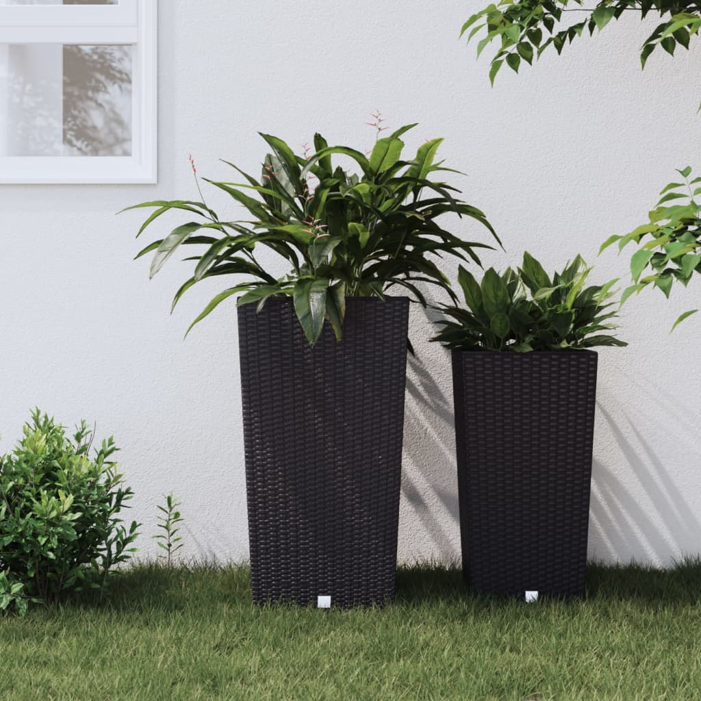 Plantenbak Met Uitneembare Bak Rattan-Look 21/ Pp Antraciet