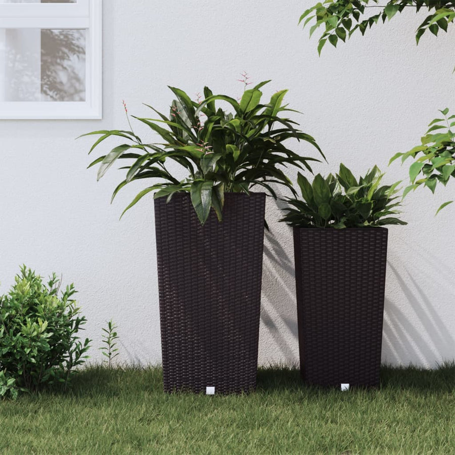 Plantenbak Met Uitneembare Bak Rattan-Look 21/ Pp Bruin