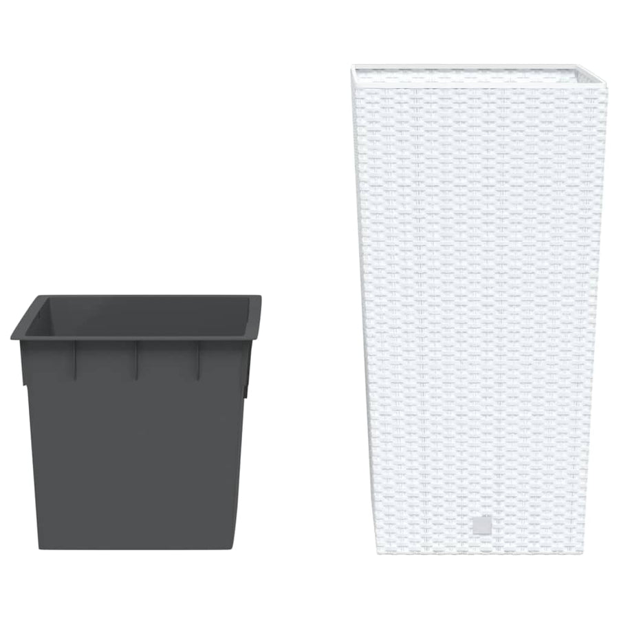 Plantenbak Met Uitneembare Bak Rattan-Look 21/ Pp Wit