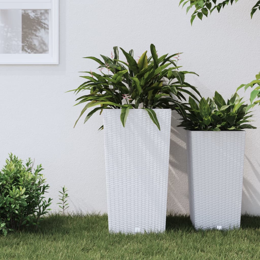 Plantenbak Met Uitneembare Bak Rattan-Look 21/ Pp Wit