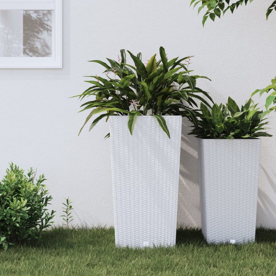 Plantenbak Met Uitneembare Bak Rattan-Look 21/ Pp Wit