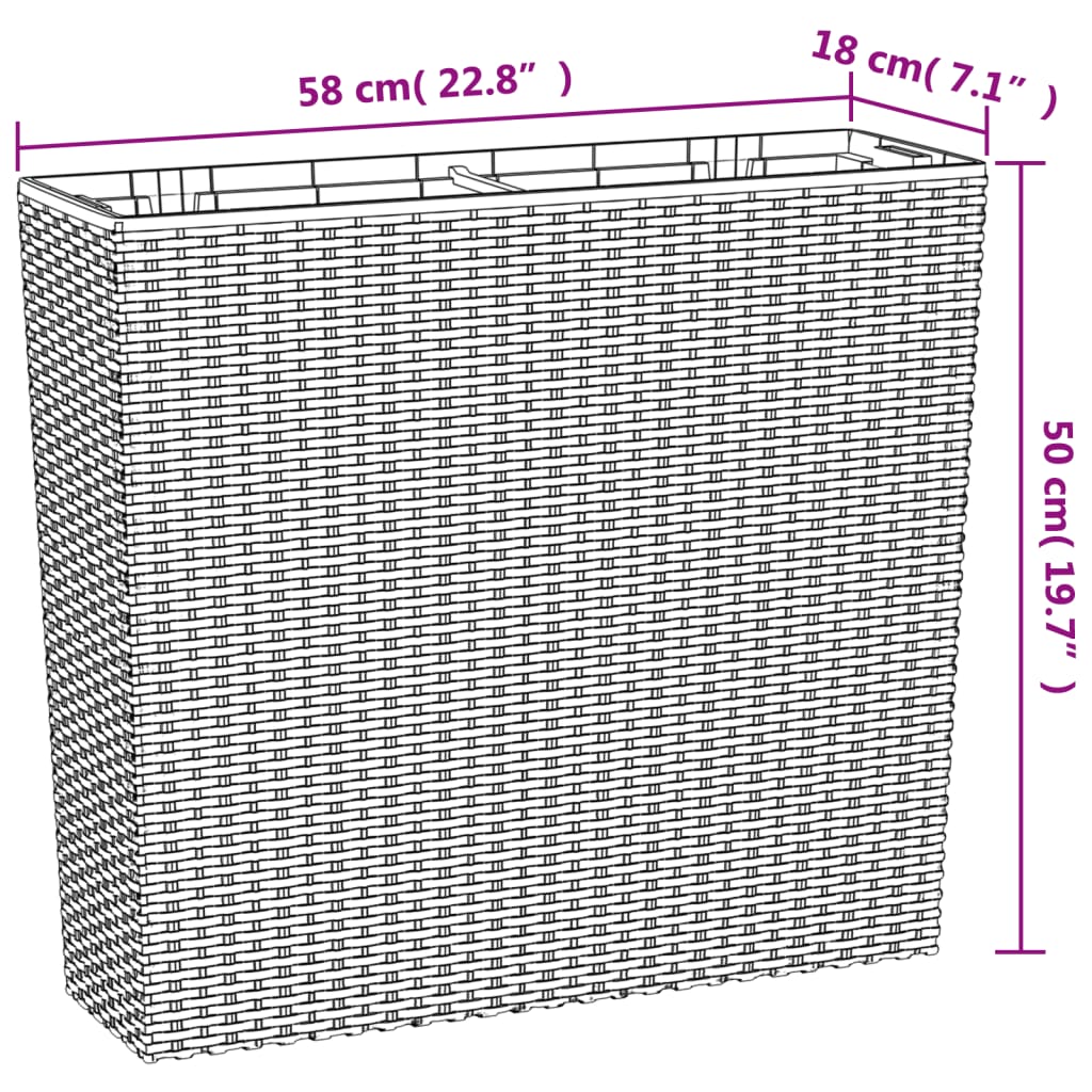 Plantenbak Met Uitneembare Bak Rattan-Look 12/44 L Pp Bruin