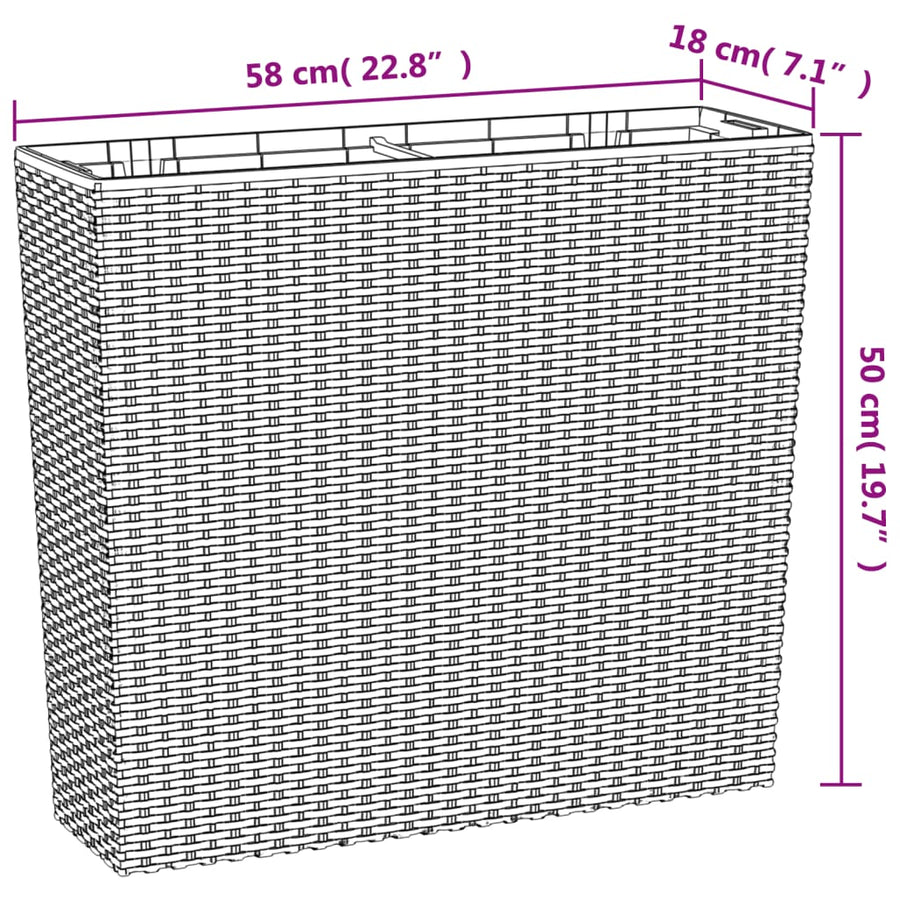 Plantenbak Met Uitneembare Bak Rattan-Look 12/44 L Pp Bruin