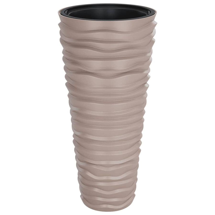 Plantenbak Met Uitneembare Bak Geribbeld 18/ Pp Kleur Mokka