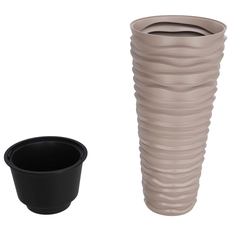 Plantenbak Met Uitneembare Bak Geribbeld 18/ Pp Kleur Mokka