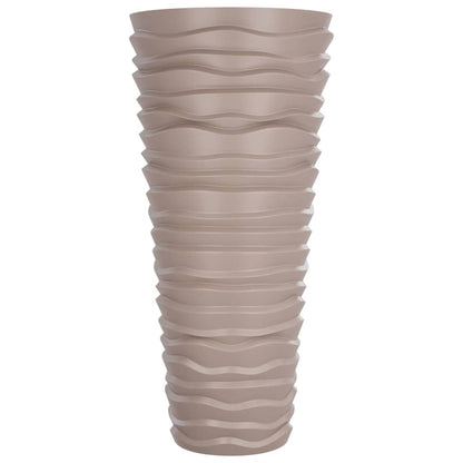 Plantenbak Met Uitneembare Bak Geribbeld 18/ Pp Kleur Mokka