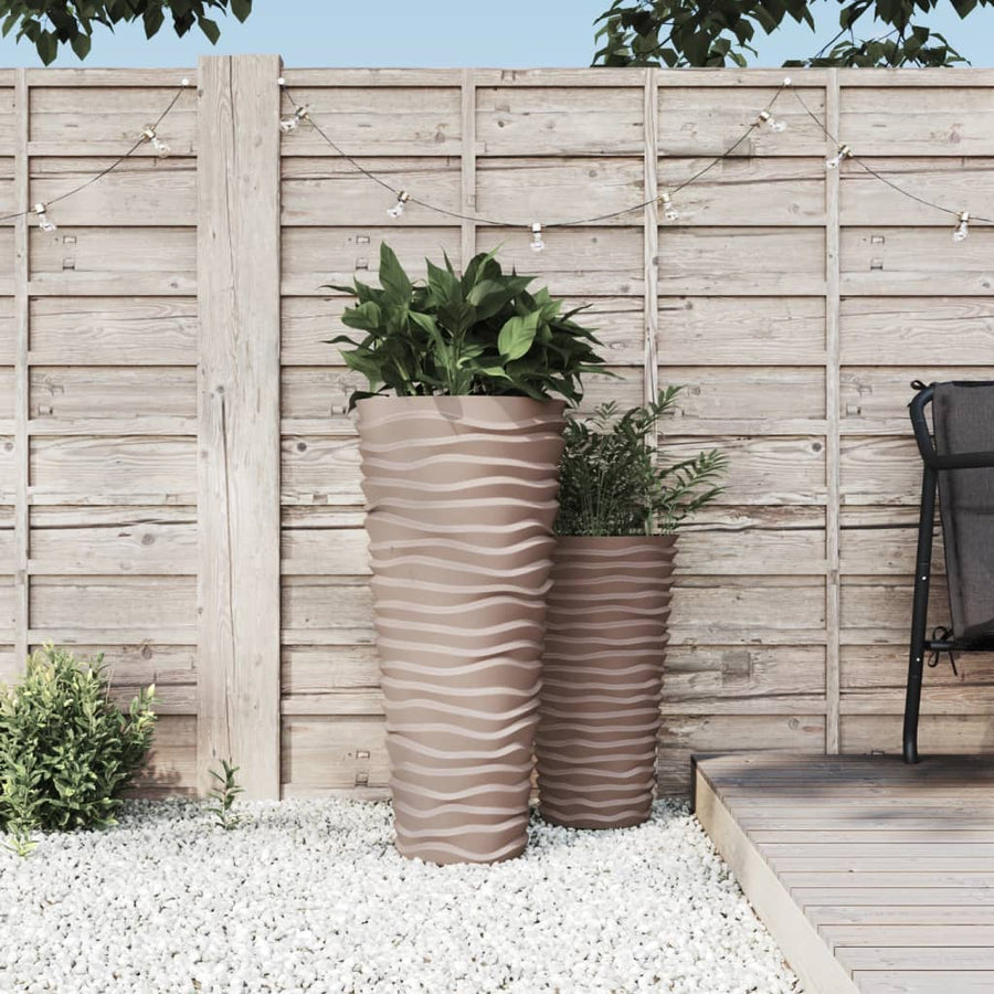 Plantenbak Met Uitneembare Bak Geribbeld 18/ Pp Kleur Mokka
