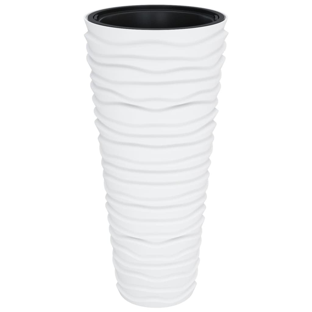 Plantenbak Met Uitneembare Bak Geribbeld 18/ Pp Wit
