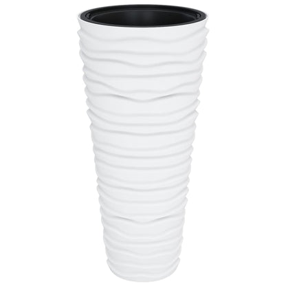 Plantenbak Met Uitneembare Bak Geribbeld 18/ Pp Wit