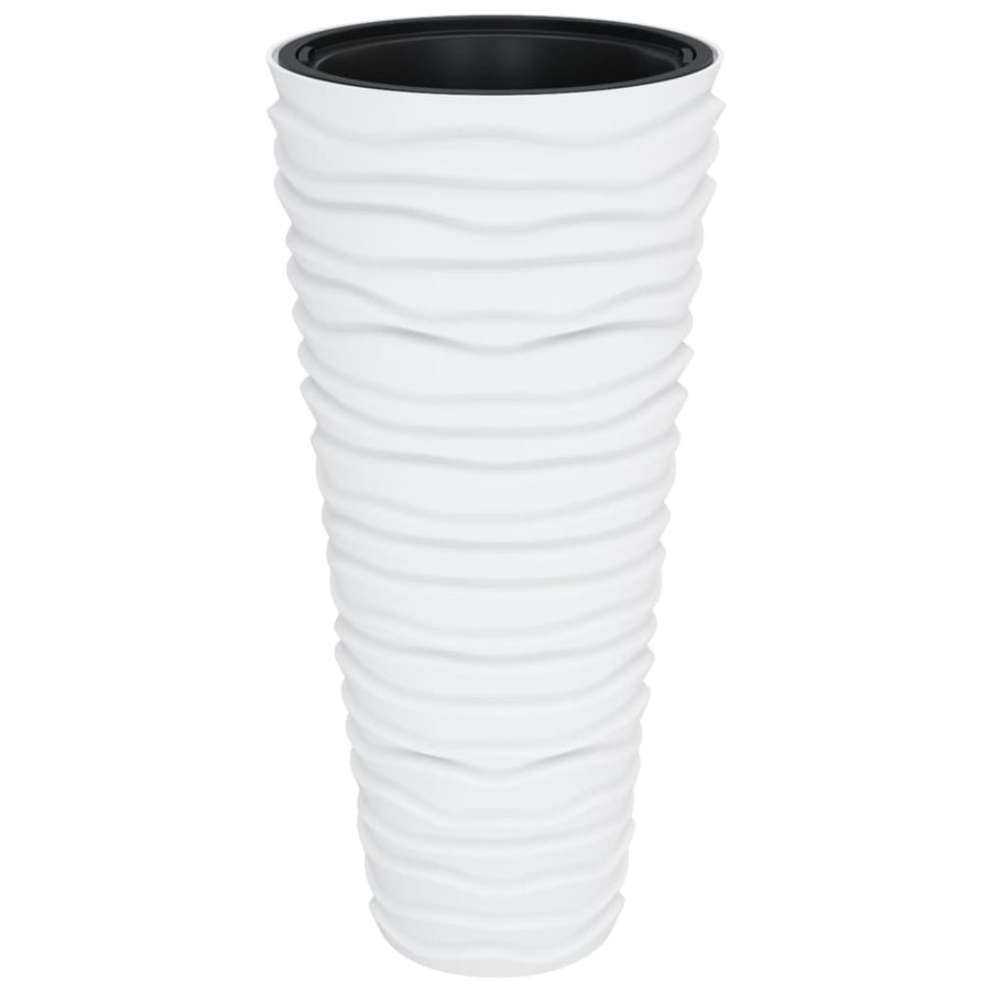 Plantenbak Met Uitneembare Bak Geribbeld 18/ Pp Wit