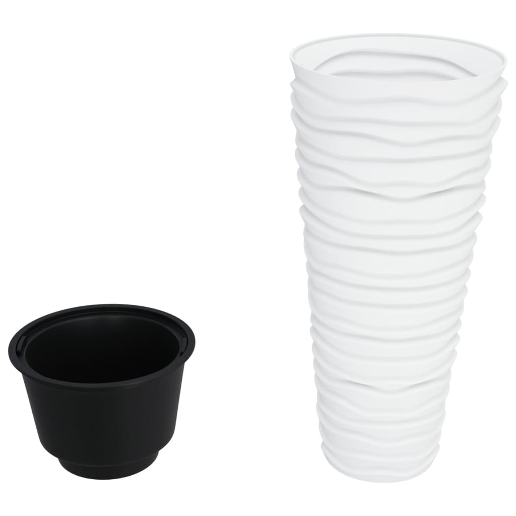 Plantenbak Met Uitneembare Bak Geribbeld 18/ Pp Wit
