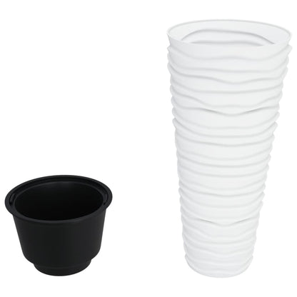 Plantenbak Met Uitneembare Bak Geribbeld 18/ Pp Wit