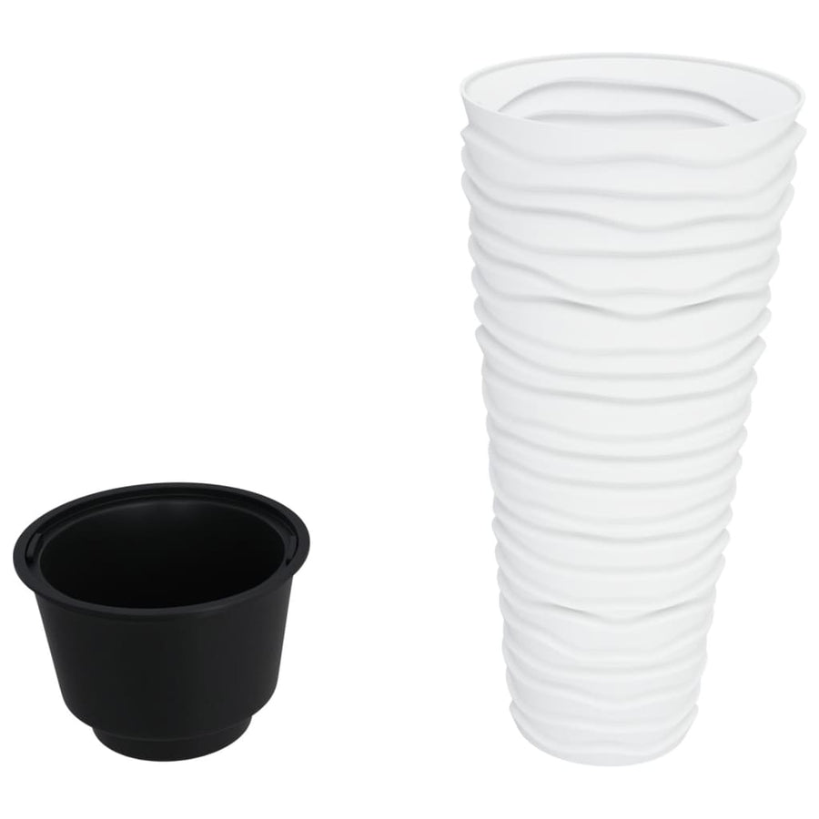 Plantenbak Met Uitneembare Bak Geribbeld 18/ Pp Wit