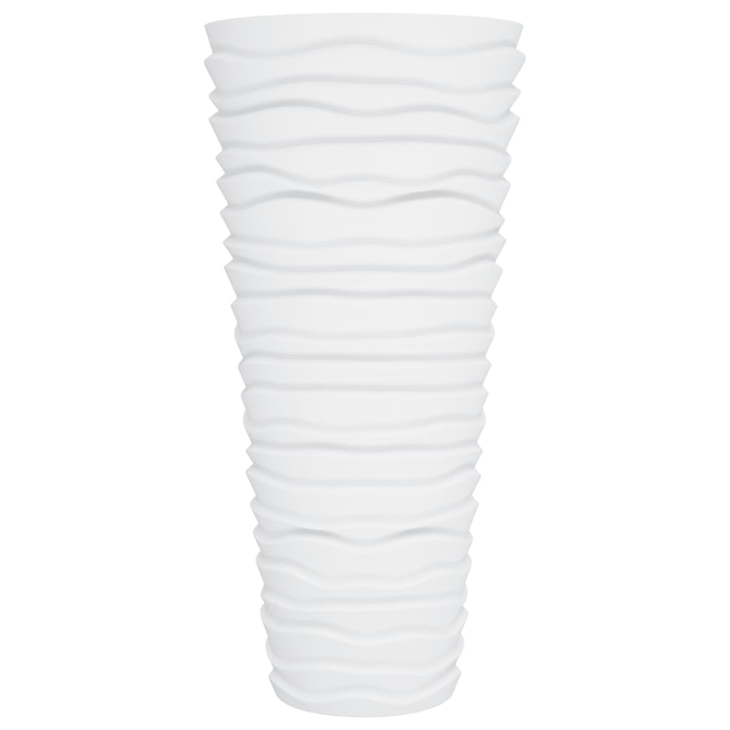 Plantenbak Met Uitneembare Bak Geribbeld 18/ Pp Wit