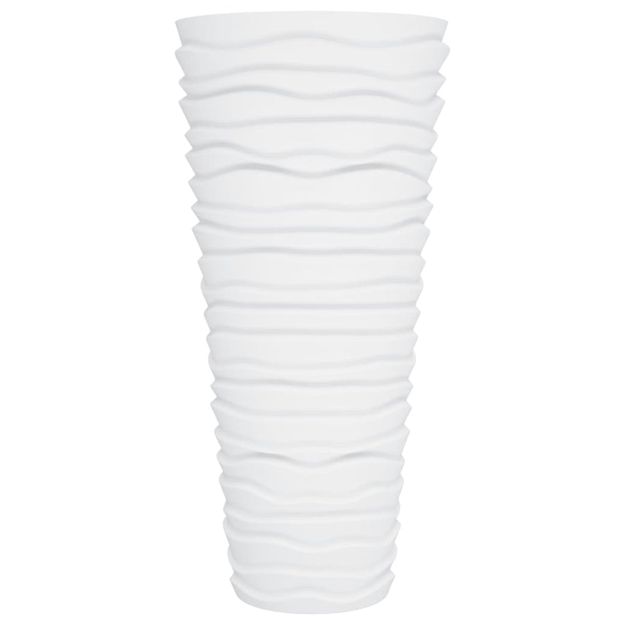 Plantenbak Met Uitneembare Bak Geribbeld 18/ Pp Wit