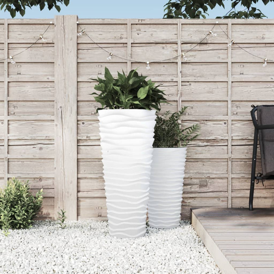 Plantenbak Met Uitneembare Bak Geribbeld 18/ Pp Wit