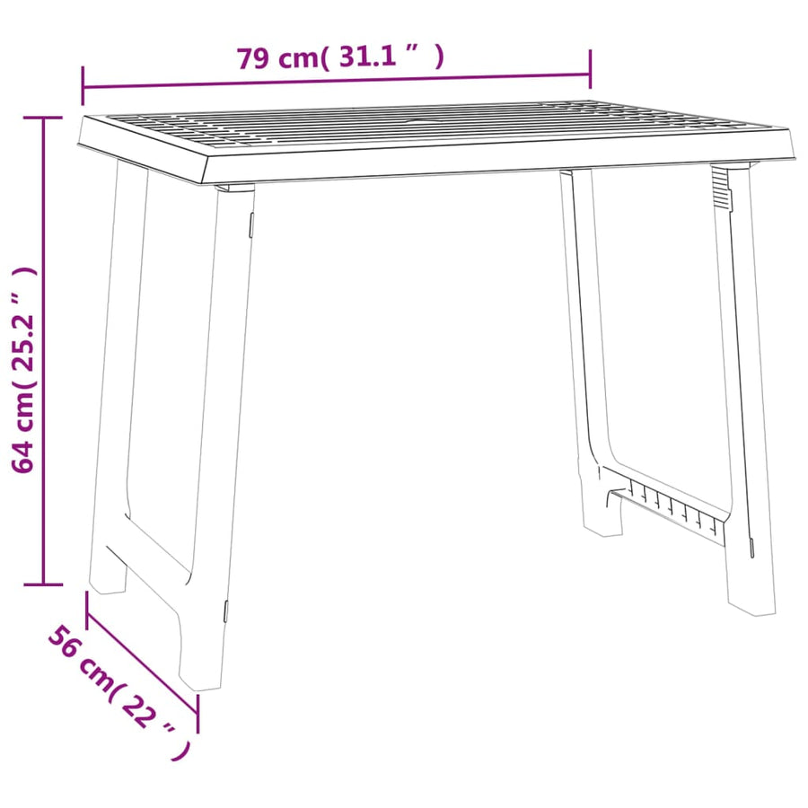 Campingtafel Hout-Look 79X56X64 Cm Pp Wit