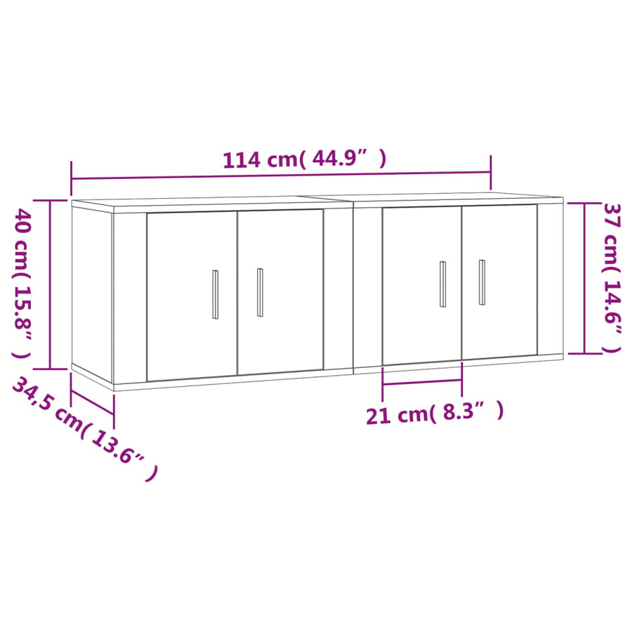 Tv-Wandmeubels 57X34,5X40 Cm Eikenkleurig 2 57 x 34.5 x 40 cm Grijs sonoma