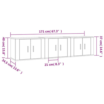 Tv-Wandmeubels 57X4,5X40 Cm Eikenkleurig 3 57 x 34.5 x 40 cm Grijs sonoma