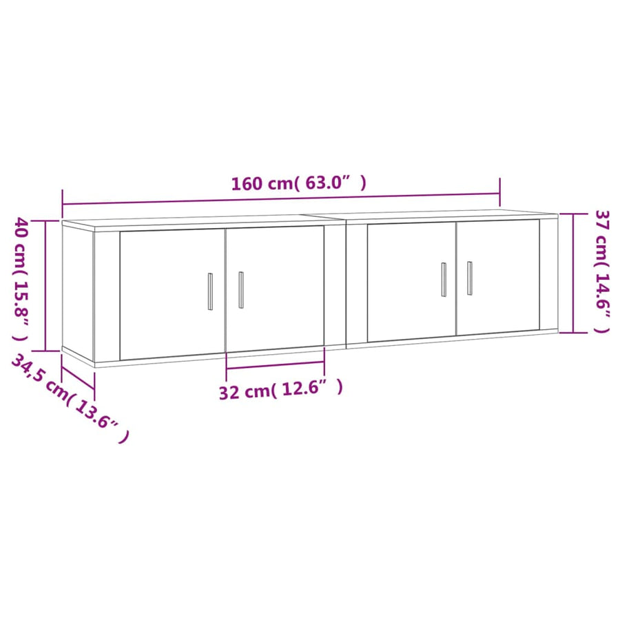 Tv-Wandmeubels 80X34,5X40 Cm 2 80 x 34.5 x 40 cm Wit