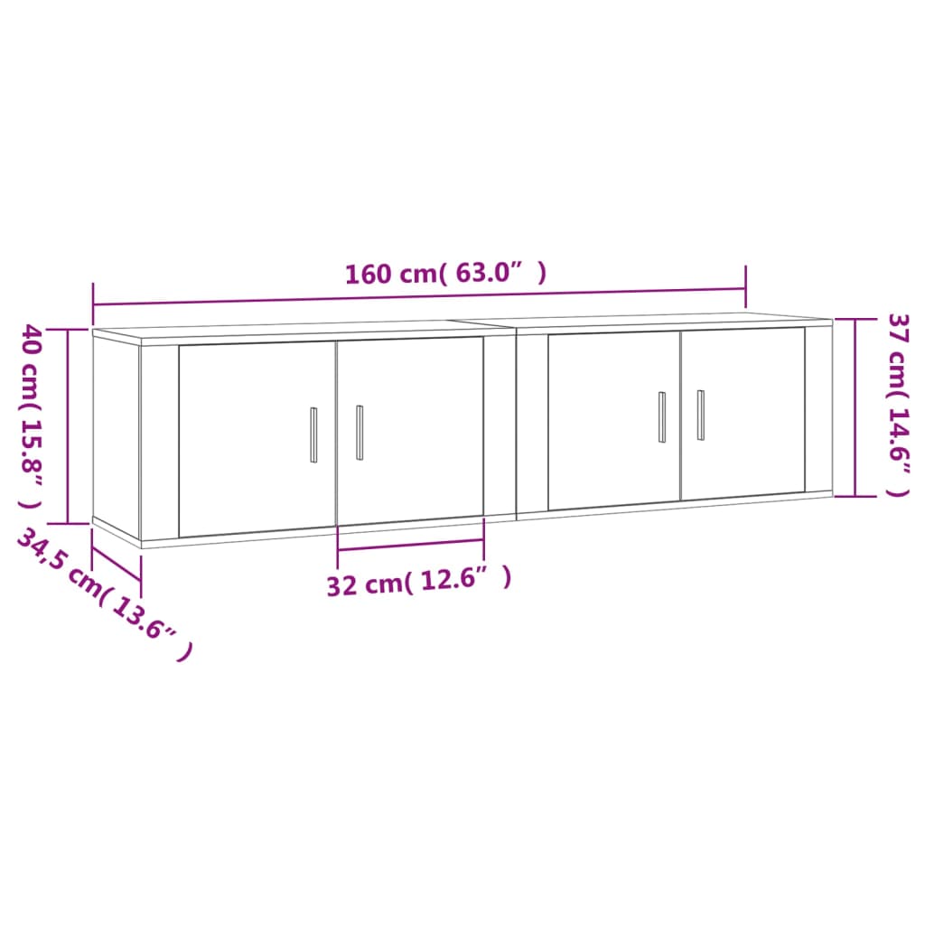 Tv-Wandmeubels 80X34,5X40 Cm Kleurig 2 80 x 34.5 x 40 cm Gerookt eiken