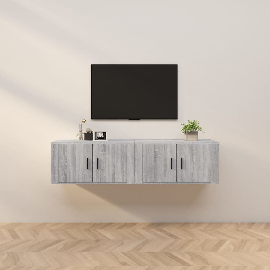 Tv-Wandmeubels 80X34,5X40 Cm Eikenkleurig 2 80 x 34.5 x 40 cm Grijs sonoma